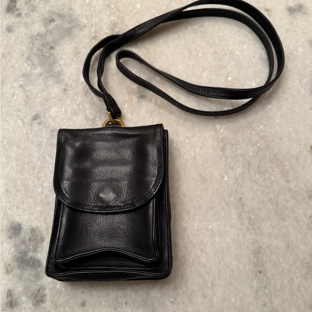 Americana by SHARIF Black Leather Crossbody Bag